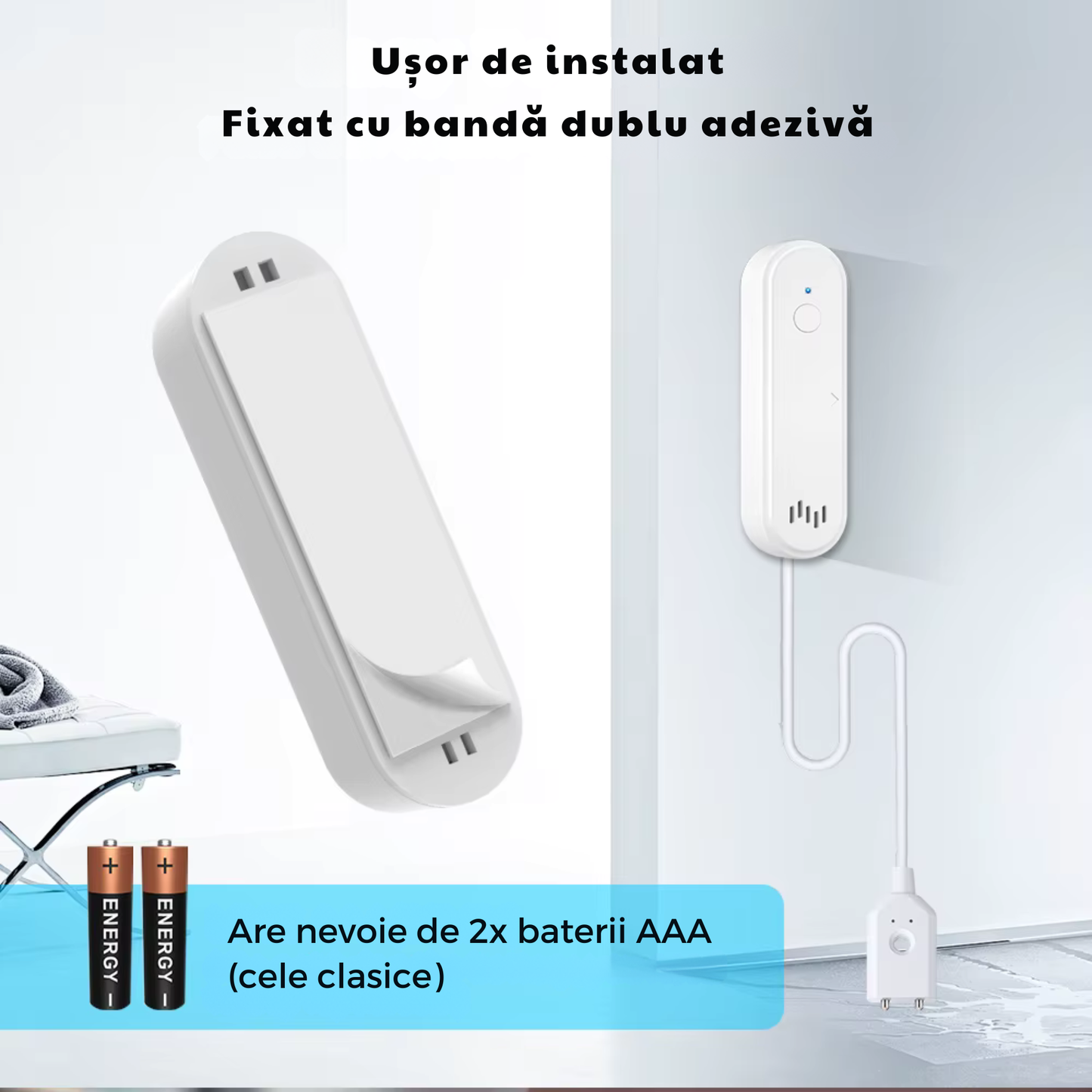 Senzor Inundatie Inteligent, detectare scurgeri apa, aplicatie Tuya