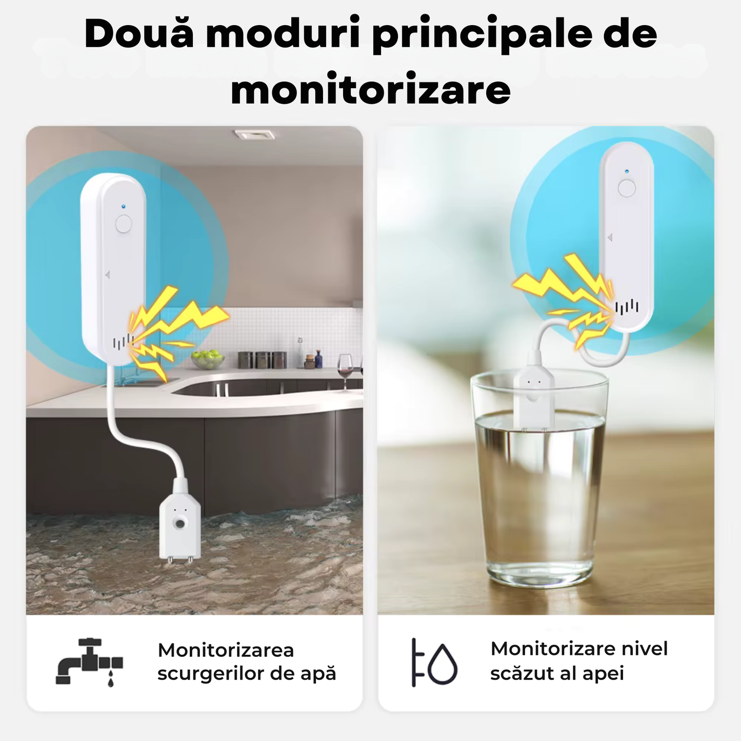 Senzor Inundatie Inteligent, detectare scurgeri apa, aplicatie Tuya