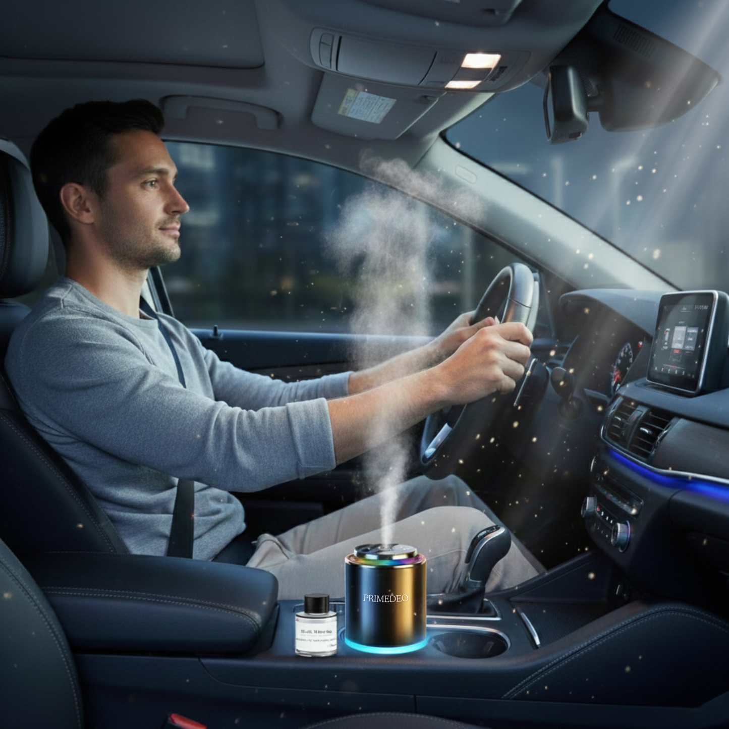 Odorizant Auto Premium PRIMEDEO®, Difuzor Aromaterapie Auto Inteligent, 2X Rezerve