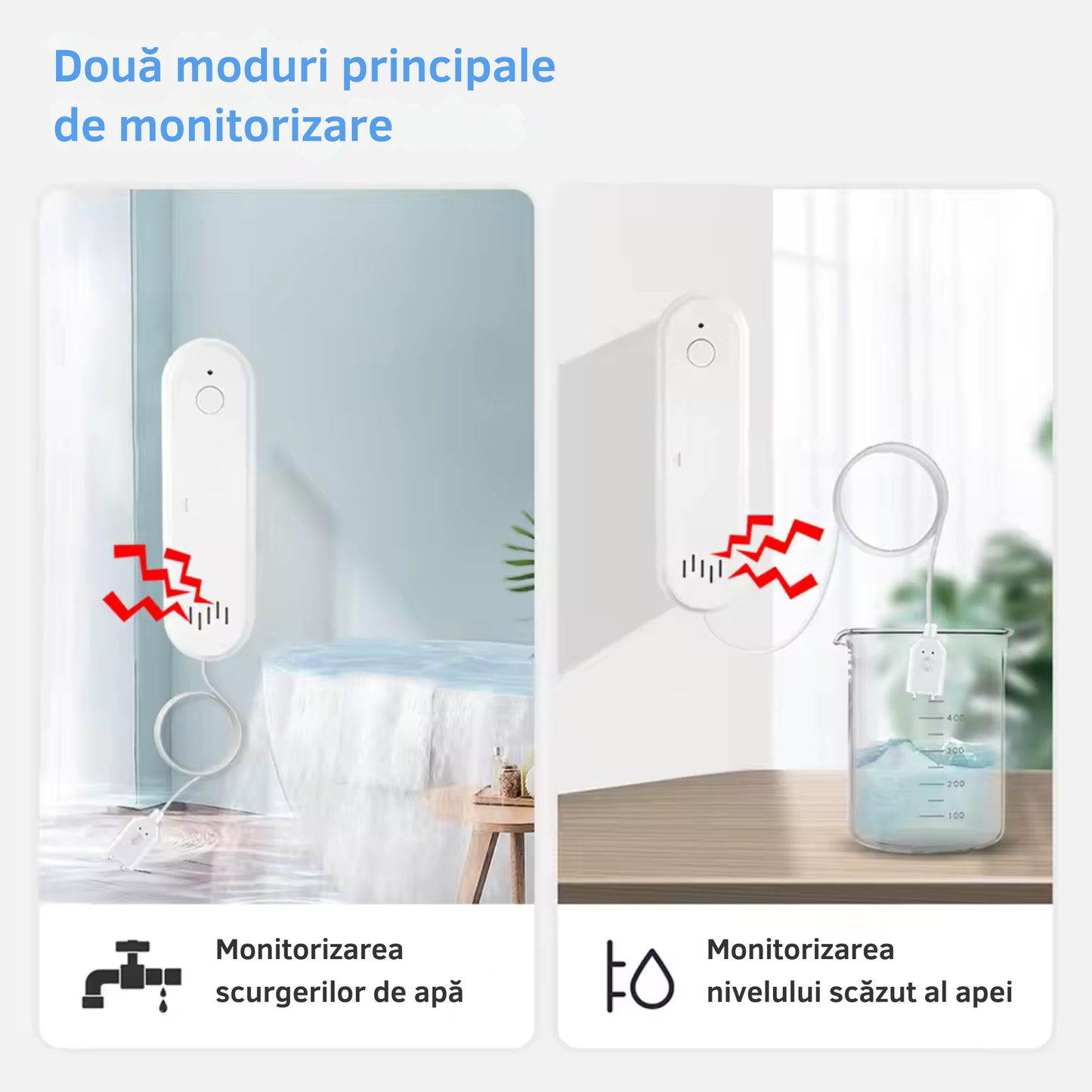 Senzor Inundatie Inteligent, detectare scurgeri apa, aplicatie Tuya