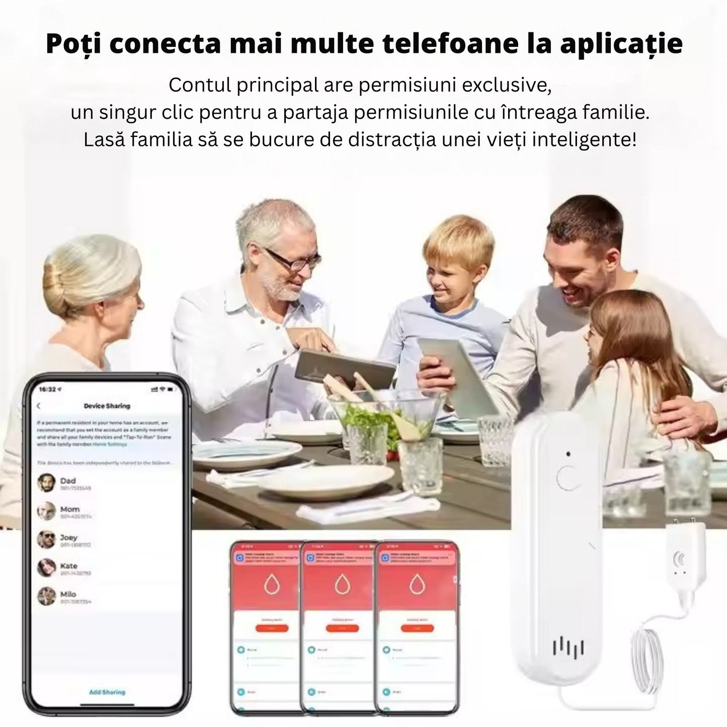 Senzor Inundatie Inteligent, detectare scurgeri apa, aplicatie Tuya