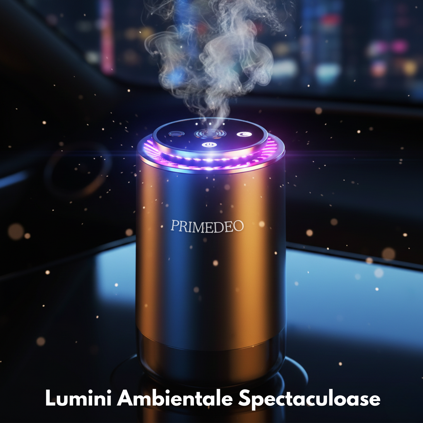 Odorizant Auto Premium PRIMEDEO®, Difuzor Aromaterapie Auto Inteligent, 2X Rezerve