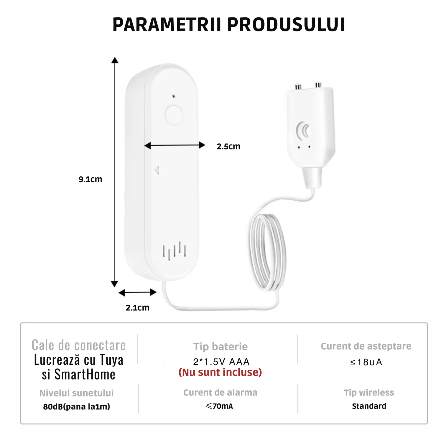Senzor Inundatie Inteligent, detectare scurgeri apa, aplicatie Tuya