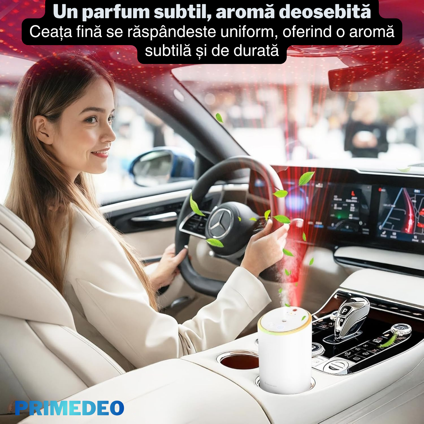 Odorizant Auto Profesional PRIMEDEO®, Difuzor Aromaterapie Auto Inteligent, Proiectie de Stele