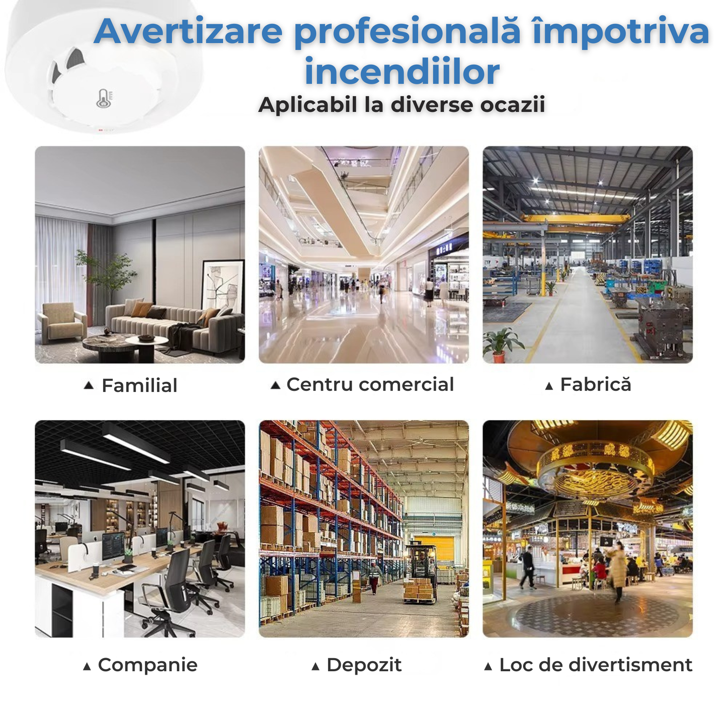 Detector inteligent 3-in-1 pentru fum, temperatura si umiditate Aplicatia Tuya