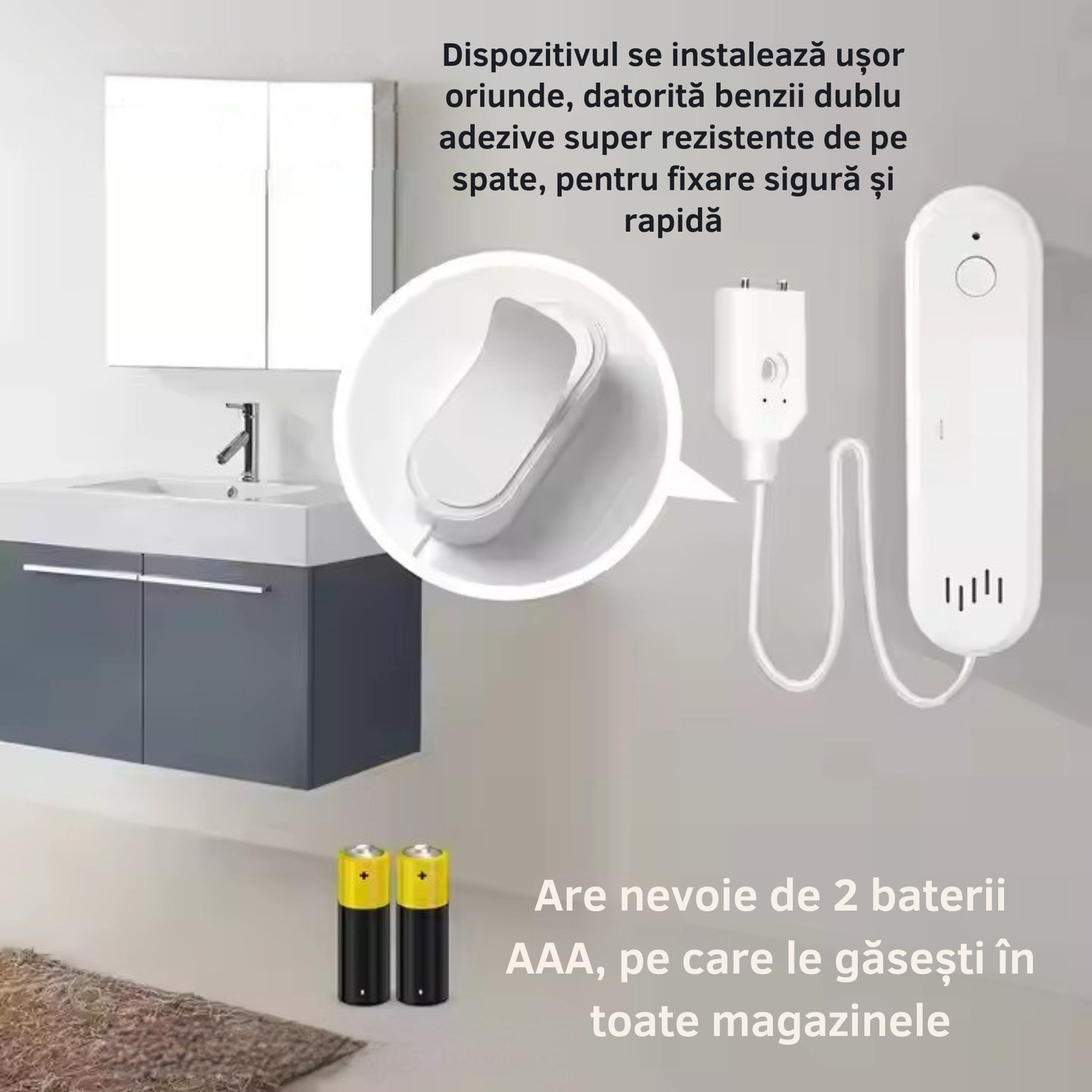 Senzor Inundatie Inteligent, detectare scurgeri apa, aplicatie Tuya