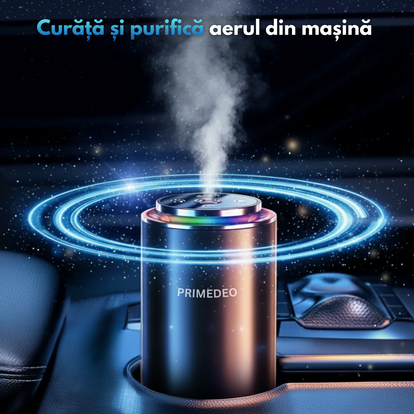 Odorizant Auto Premium PRIMEDEO®, Difuzor Aromaterapie Auto Inteligent, 2X Rezerve