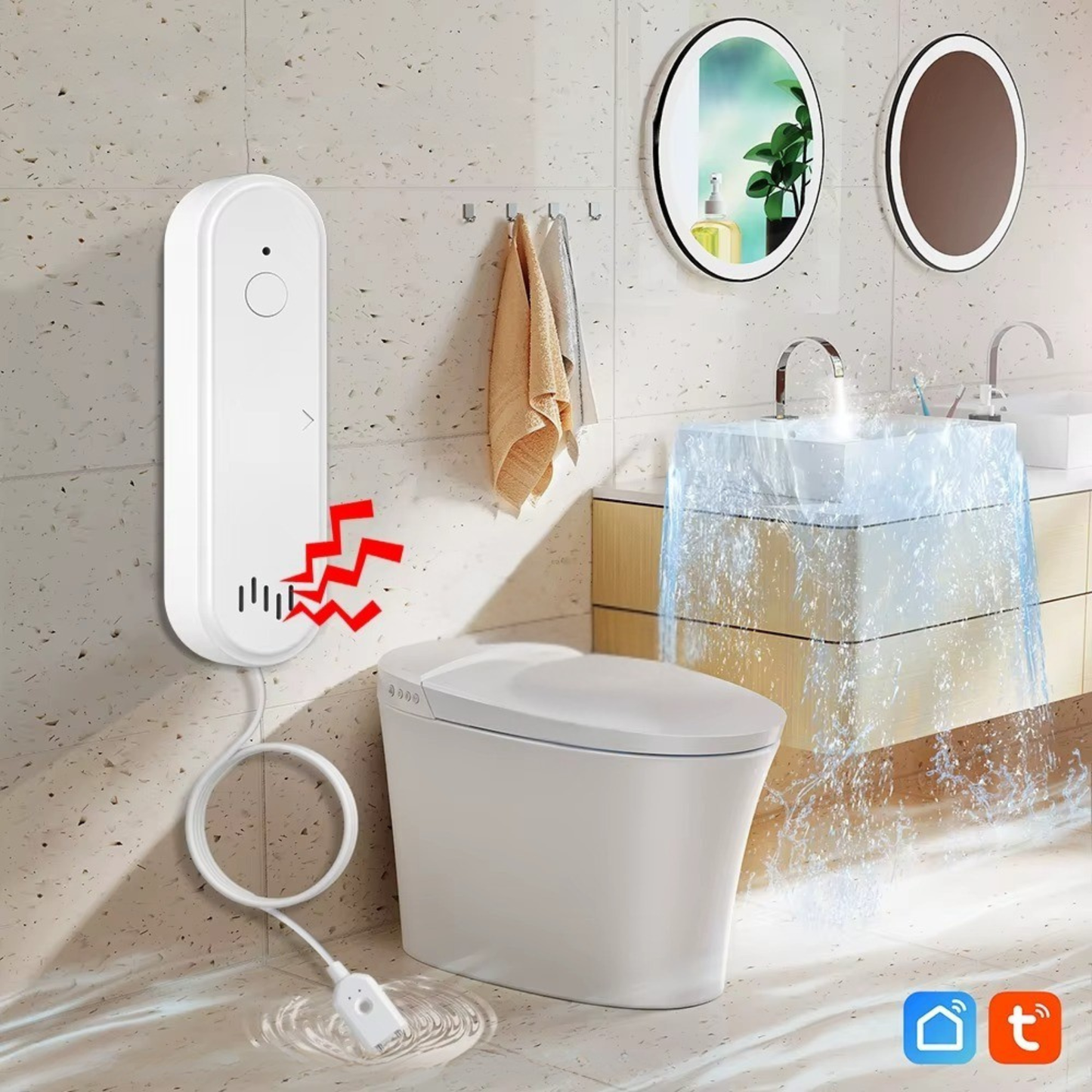 Senzor Inundatie Inteligent, detectare scurgeri apa, aplicatie Tuya