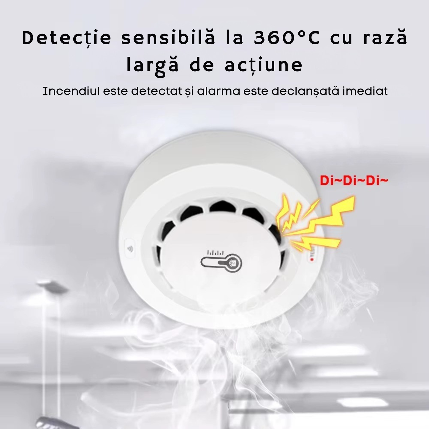 Detector inteligent 3-in-1 pentru fum, temperatura si umiditate Aplicatia Tuya