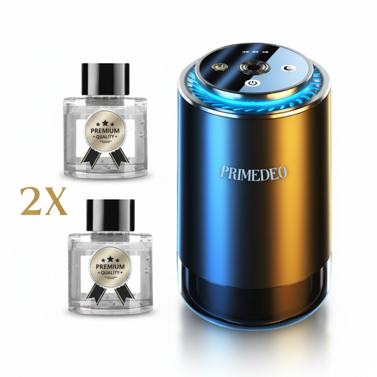 Odorizant Auto Premium PRIMEDEO®, Difuzor Aromaterapie Auto Inteligent, 2X Rezerve